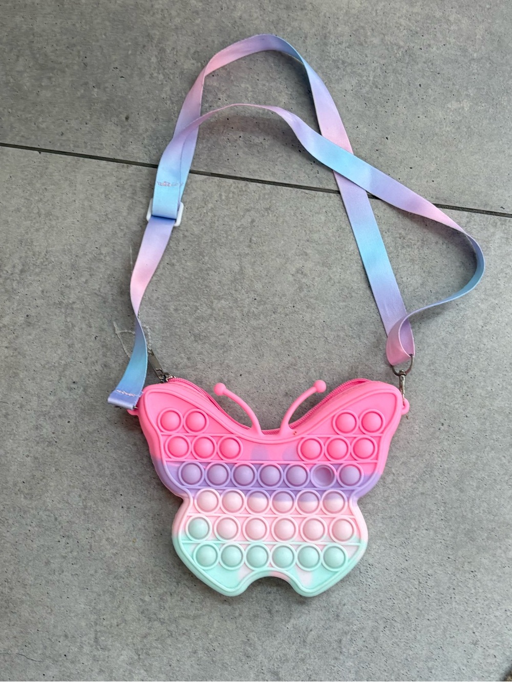 Kids Butterfly Pop-It Crossbody Bag - Pink Purple Mint